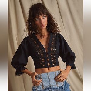 Free people Louella Embroidered Top XS
